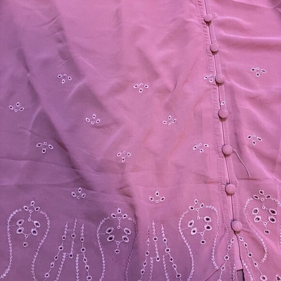 Torrid NWT Chiffon Smocked Collar Eyelet Embroidered Blouse Mauvewood Size 3X - Picture 11 of 11